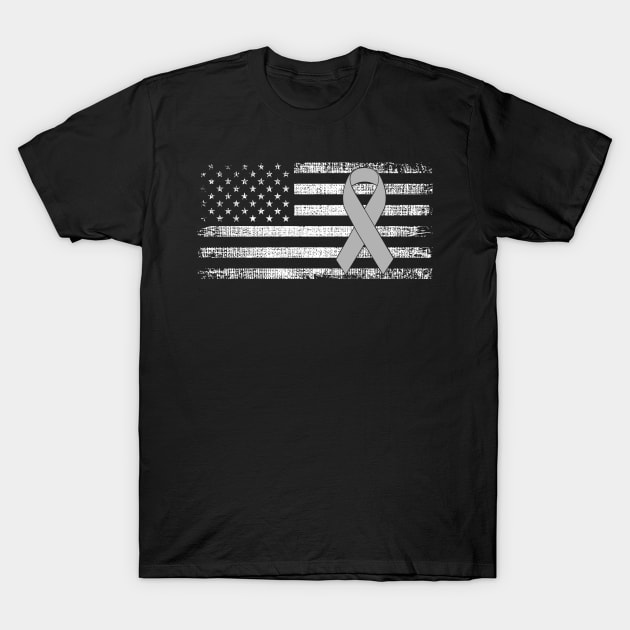 Brain Aneurysm Cancer Awareness Classic American Flag T-Shirt by Gendon Design